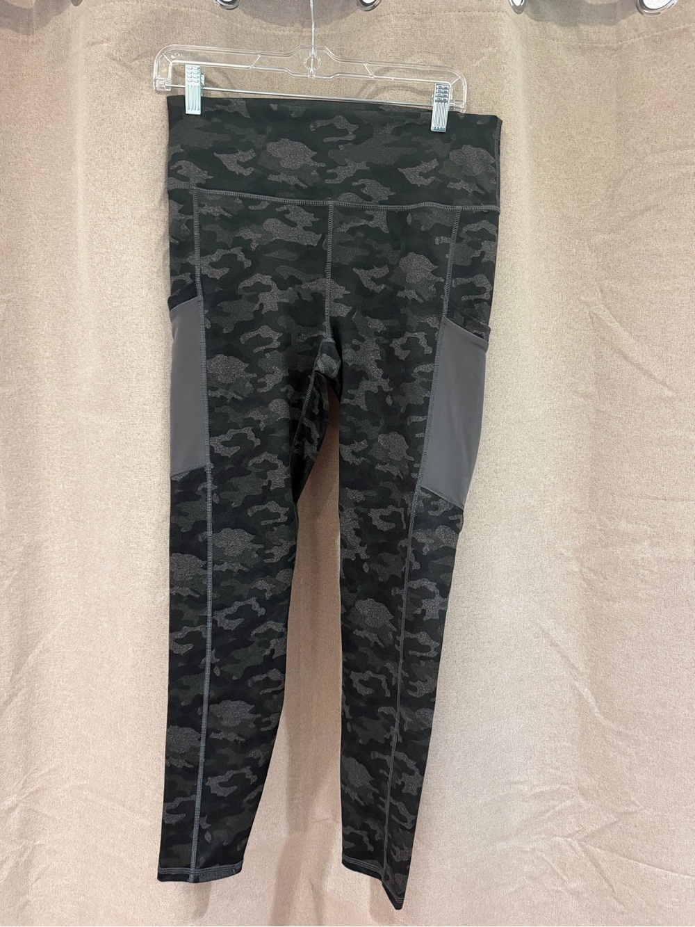 Fabletics PowerHold Black Charcoal Camo Leggings